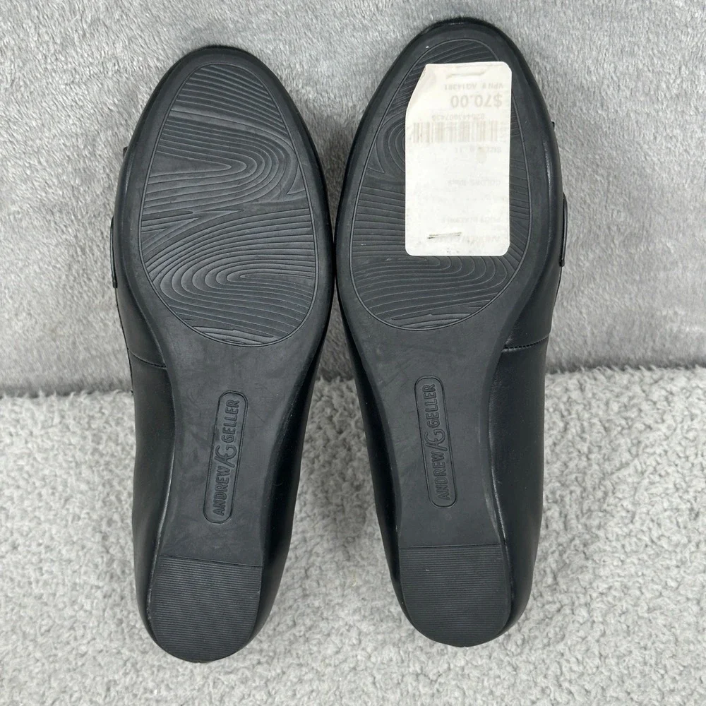 Andrew Geller Posy Black Loafer Flats‎ Size 6.5M Fringe Slip-On Comfort Shoes